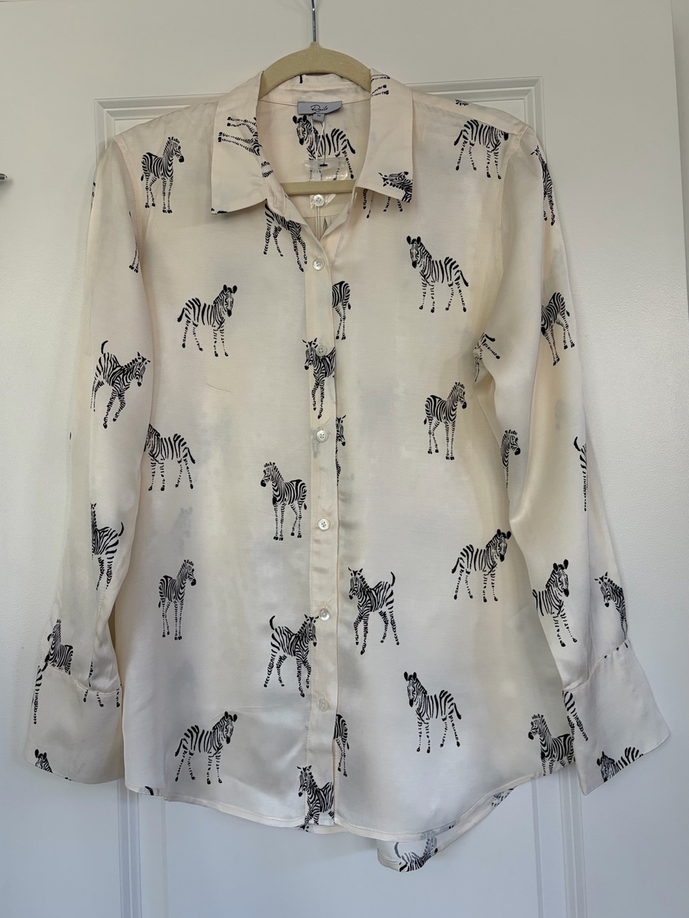 Rails Silky Zebra-Print Button-Up Shirt - Cream/Black